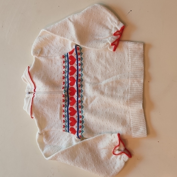 Vintage 18 months white heart floral print knit sweater - Picture 2 of 10